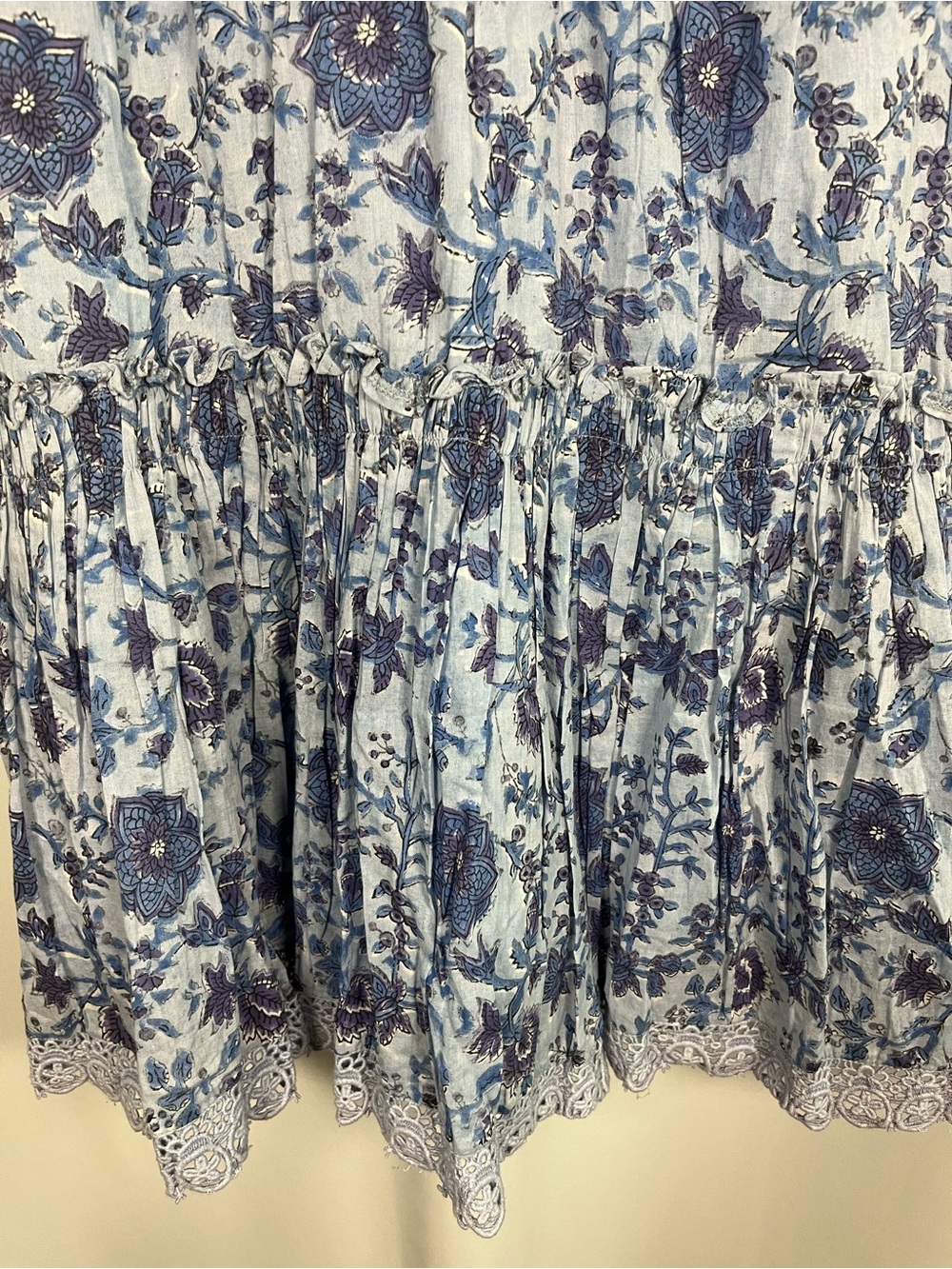 🛍️SALE Shade amour blue floral tasseled resort wear beach summer dress NWT SZ S - Picture 9 of 10
